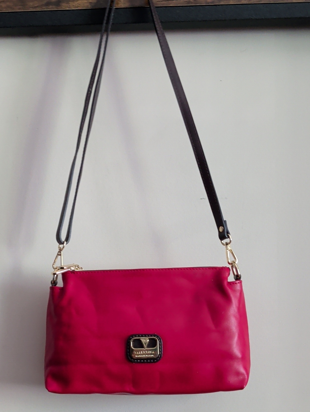 Valentina Red Crossbody Bag with Gold Hardware